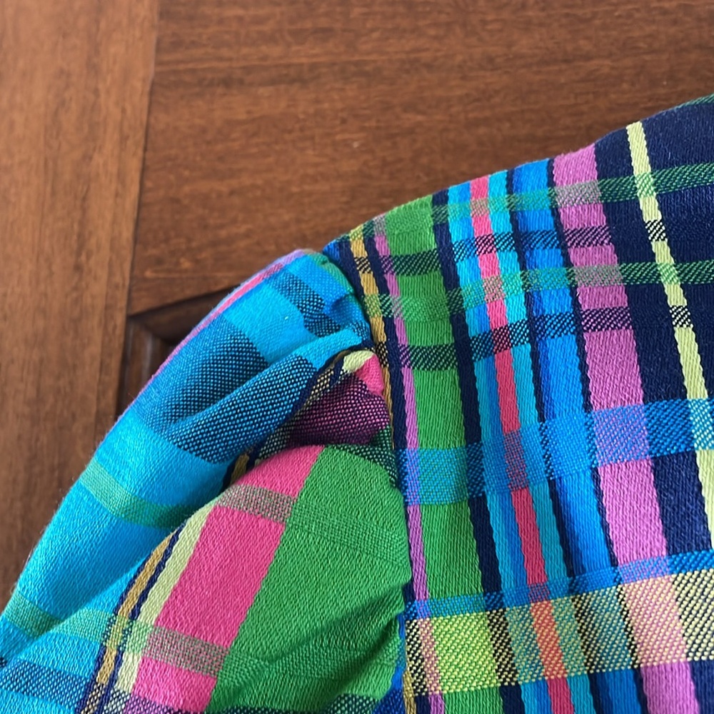 Vintage Plaid 1970’s Mod High Collar Puff Sleeve Long Dress Size Small - Picture 6 of 14